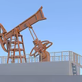 Orange Industrial Oil Pump Jack with Metal Structure and Safety Guardrail