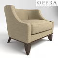 Modern Beige Fabric Single Sofa With Comfortable Armrests And Sturdy Wooden Legs