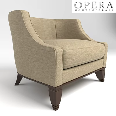 Modern Beige Fabric Single Sofa With Comfortable Armrests And Sturdy Wooden Legs 3d model