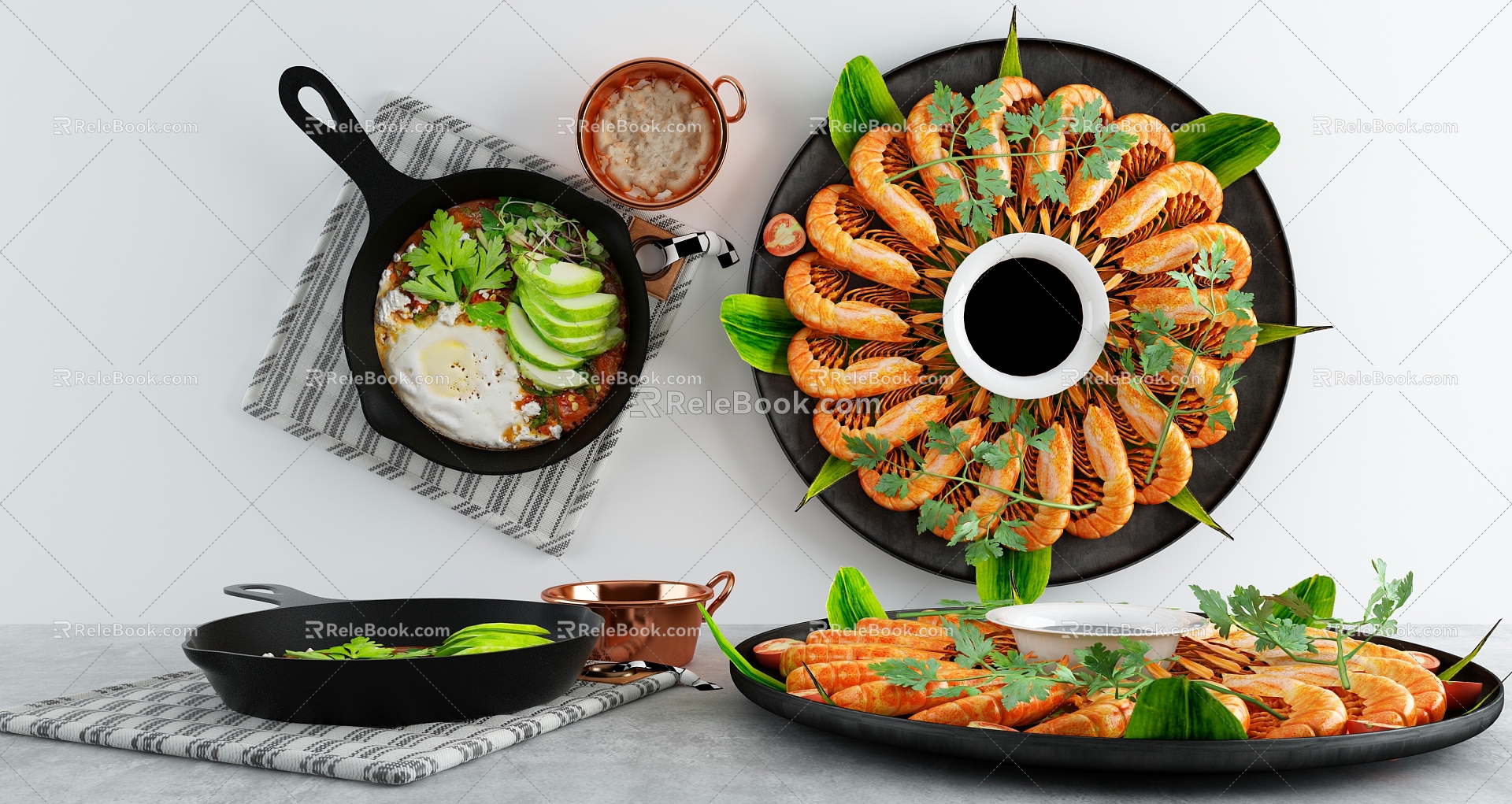 Modern food braised metapenaeus ensis 3d model