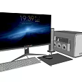 Modern computer desktop computer screen keyboard mouse audio desktop host 3d model