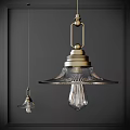 Brass Pendant Light With Ribbed Glass Shade And Edison Bulb Vintage Indoor Decor Design