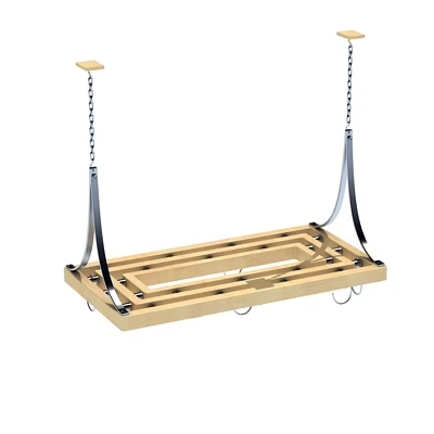 Hanging Wooden Tray Dinnerware Set With Metal Chains And Hooks For Kitchen Storage 3d model