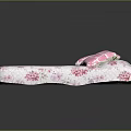 Blue Metal Bed With Headboard White Mattress Pink Floral Pattern And Two Pink Checkered Pillows