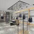 Modern Clothing Store Interior Design With Clothing Racks And Hanging Clothes