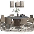 Quiet Dining Table and Chair Combination Round Dining Table and Chair 3d model