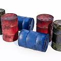 Multicolored Industrial Equipment Oil Drums in Various Colors and Sizes
