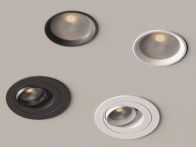 Modern Round Black And White Ceiling Mounted Downlights And Spotlights Lighting Fixtures 3d model