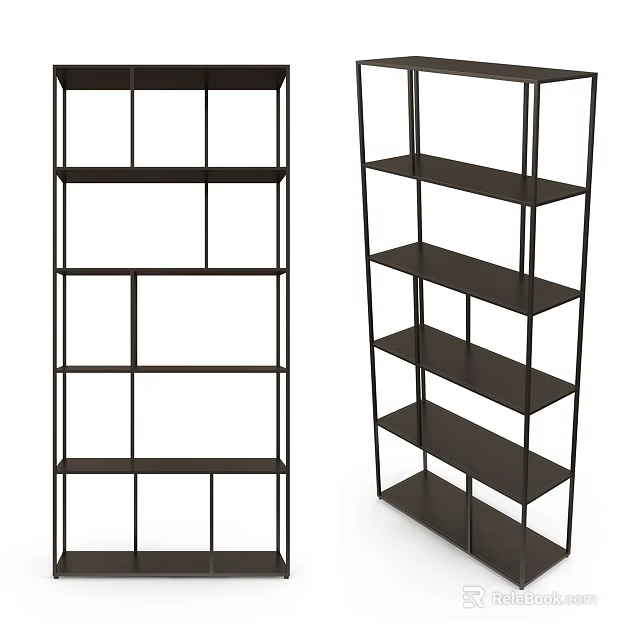 Modern Black Metal Open Shelving Unit With Sleek Design And Multiple Tiers 3d model 