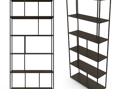 Modern Black Metal Open Shelving Unit With Sleek Design And Multiple Tiers 3d model