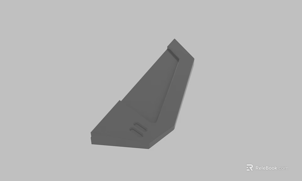 Gray Industrial Mechanical Component 3D Model Design With Sloped Surface And Grooves 3d model 