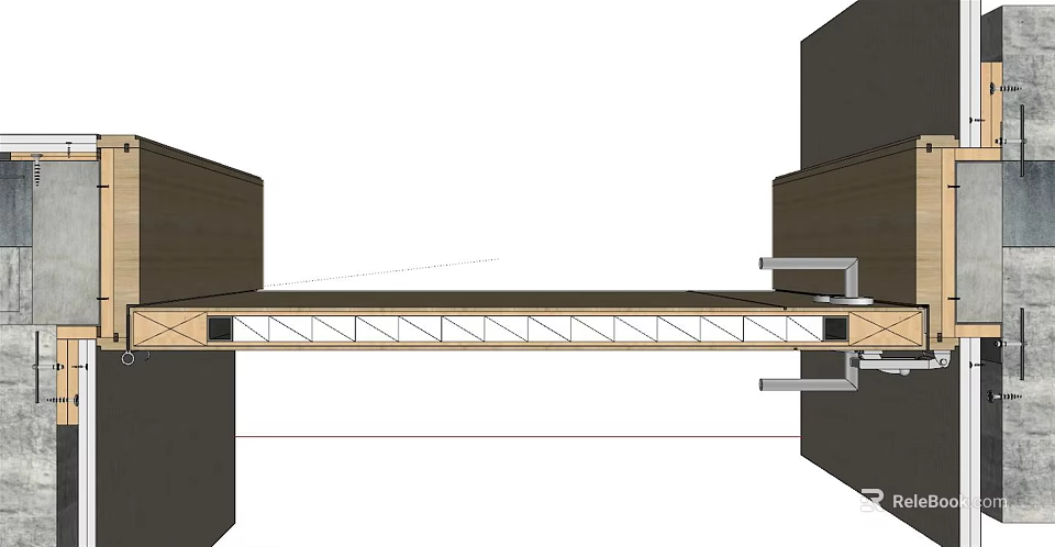 Structural Design of Swing Door With Wooden Frame and Internal Support Beams 3d model 