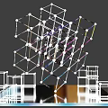 Modern Abstract Sculpture With Geometric Lattice Framework And Transparent Reflective Surfaces 3d model