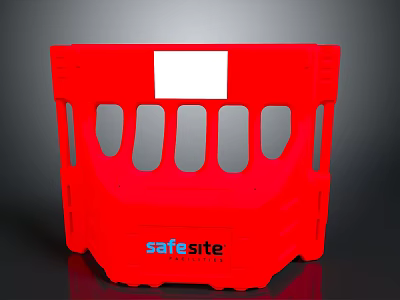 Red Plastic Construction Safety Barrier With White Label And Safe Site Text 3d model