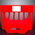 Red Plastic Construction Safety Barrier With White Label And Safe Site Text