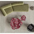 Green Upholstered Sofa Coffee Table Set With Marble Top And Metal Legs