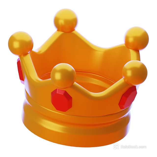 Decorative Weapon With Golden Crown Design Red Gems And Spherical Ornaments 3d model 
