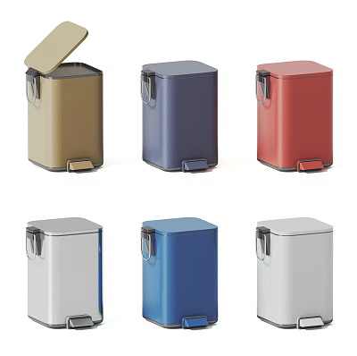 Public Facility Pedal Trash Bins in Multiple Colors for Waste Disposal 3d model
