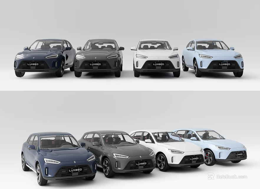 Multiple Modern Car Models In Various Colors With Sleek Exterior Designs 3d model 