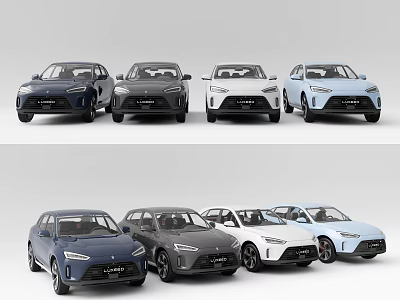 Multiple Modern Car Models In Various Colors With Sleek Exterior Designs 3d model