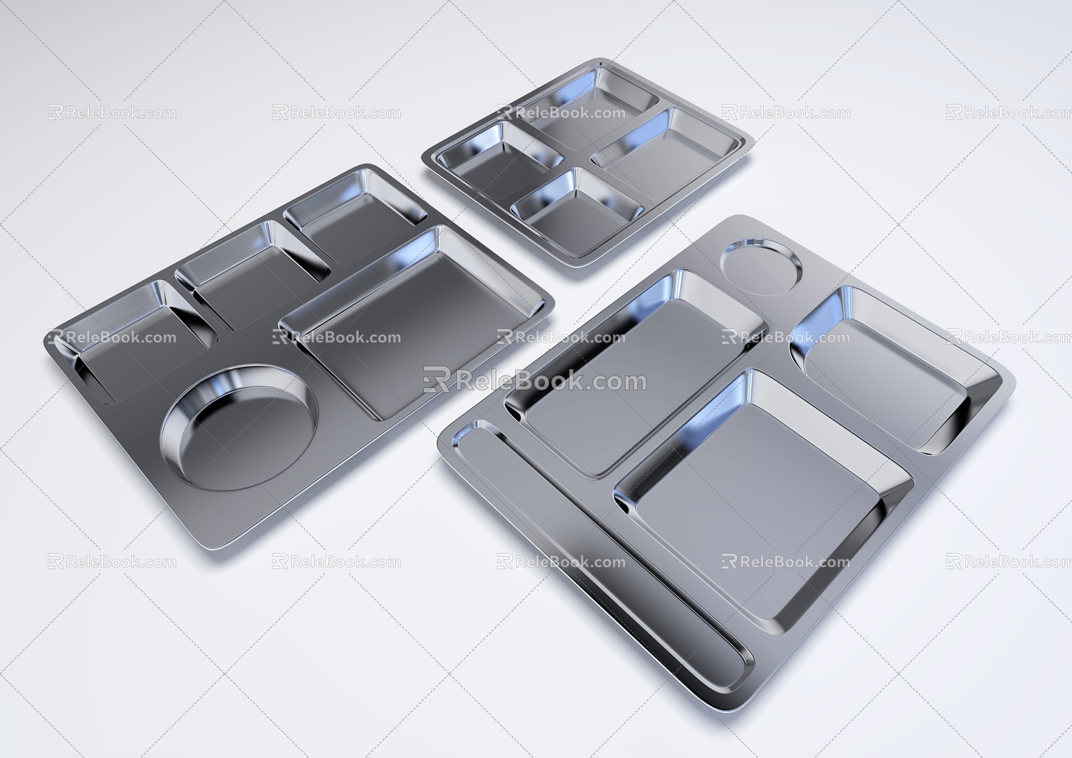 Stainless Steel Dinner Plate Canteen Dinner Plate Tray 3d model