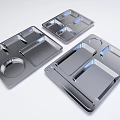 Stainless Steel Sectioned Tableware Set With Multiple Compartments For Daily Use 3d model