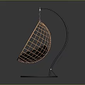 Modern Wicker Hanging Chair With Black Metal Stand And Padded Cushion