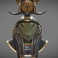Mythical Egyptian Game Movie Character With Crocodile Head Golden Headdress And Ankh Symbol