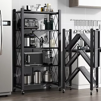 Kitchen Rack Kitchenware Refrigerator 3d model