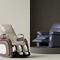 Two Tone Massage Chair In Beige Brown And Navy Blue With Ergonomic Comfort Design