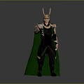 Male Fantasy Character With Golden Horns Green Cape And Glowing Blue Orb