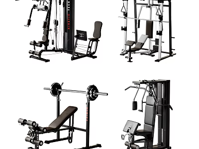Home Gym Sports Equipment Including Multi functional Trainers Weight Benches Barbells And Fitness Machines 3d model