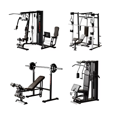Home Gym Sports Equipment Including Multi functional Trainers Weight Benches Barbells And Fitness Machines 3d model