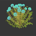 Lush Green Bush with Vibrant Purple Hydrangeas and Fresh Leaves