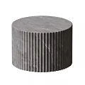 Two Modern Round White Coffee Tables With Striped Texture For Living Room