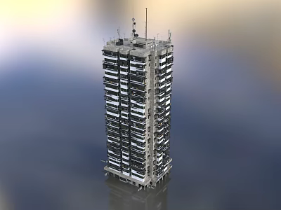 Modern High Rise Building With Multiple Floors And Antenna On Top 3d model