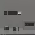 Modern Sleek Switch Panels With LED Indicators Multiple Buttons And Socket Outlets 3d model