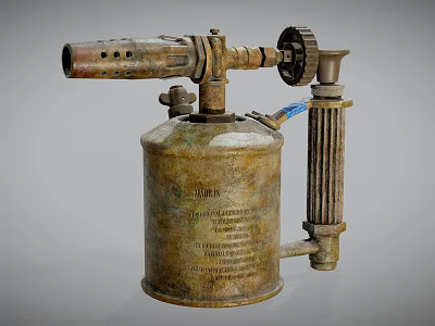 Vintage Industrial Equipment with Metal Tank Nozzle Valve and Pipe for Heating 3d model