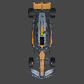 Orange And Black Formula 1 Racing Car With Velo Chrome Sponsors And Colorful Wheel Rims