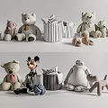 Stuffed Teddy Bear Mickey Mouse Baymax Dog Plush Toys with Striped Pillow Shoes Yarn Ball