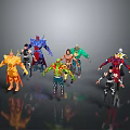 Colorful Sci-Fi Characters And Creatures With Diverse Costumes And Dynamic Poses 3d model
