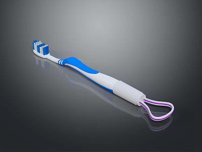 Blue and White Toothbrush with Ergonomic Handle Soft Bristles and Hanging Loop Design 3d model