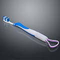 Blue and White Toothbrush with Ergonomic Handle Soft Bristles and Hanging Loop Design