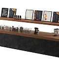 Modern Bar Counter With Glasses Coffee Machine Milk Frother And Menu Boards On Wooden Top