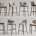 Modern Bar Stools with Wooden Legs Upholstered Seats and Various Designs