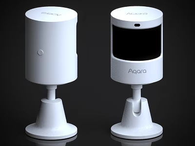 Aqpro White Digital Security Cameras Two Units With Stand Design 3d model