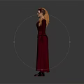 Red Haired Female Character In Silver Top And Red Long Skirt Design