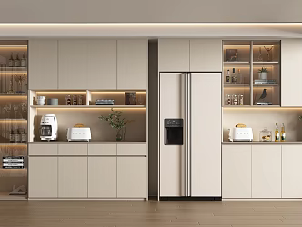 Cream wind home wine cabinet SU model 3d model