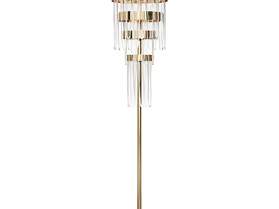 Elegant Modern Floor Lamp With Golden Stand And Crystal Hanging Decor Elements 3d model