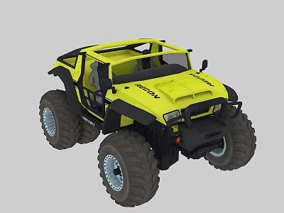 Yellow Off Road Vehicle Model With Large Tires And Black Accents 3d model